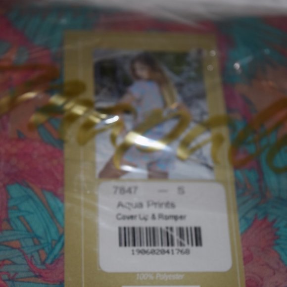 Mapale Aqua/Pink Tropical Fish Romper Cover Up S - Picture 4 of 6